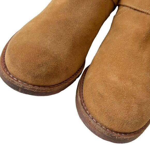 SAKS FIFTH AVENUE ITALY 10022 SHOES CAMEL SUEDE ANKLE BUCKLE BOOTS - Picture 3 of 14